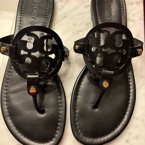 Tory Burch Black Miller Sandals Size 10 - Literally like new!